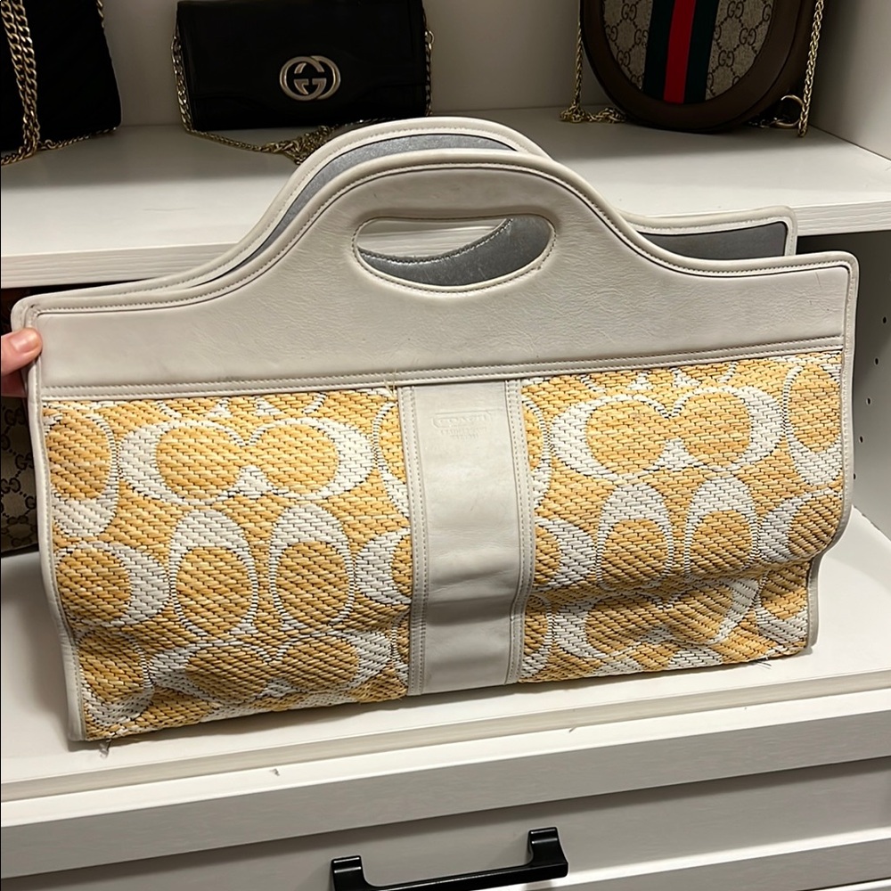 Coach Limited Edition Leather & Raffia Tote